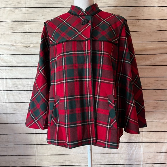 Pendleton Plaid Wool Capelet Poncho Jacket Size XL - Picture 13 of 13